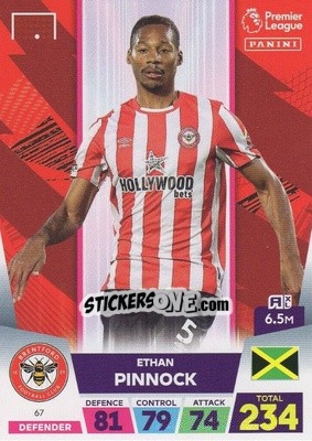 Sticker Ethan Pinnock - English Premier League 2022-2023. Adrenalyn XL - Panini