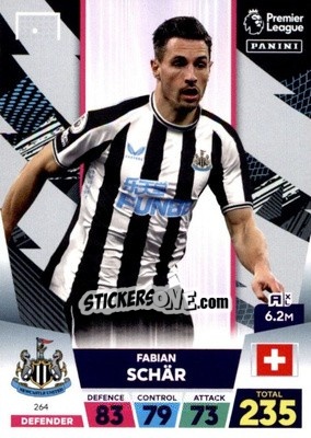 Sticker Fabian Schär - English Premier League 2022-2023. Adrenalyn XL n. 264 - Panini