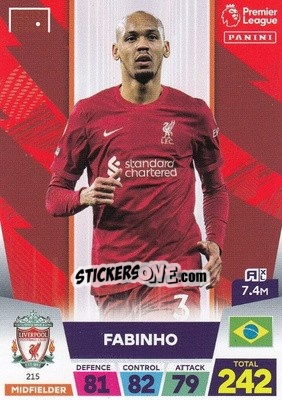 Sticker Fabinho - English Premier League 2022-2023. Adrenalyn XL n. 215 - Panini