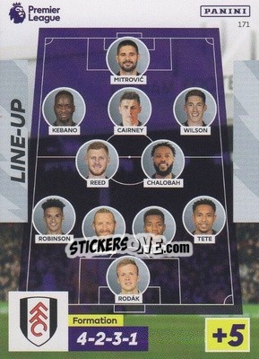 Sticker Fulham Line-Up - English Premier League 2022-2023. Adrenalyn XL n. 171 - Panini