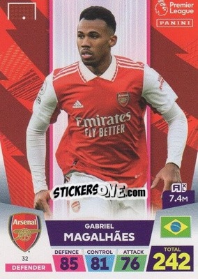 Figurina Gabriel Magalhaes - English Premier League 2022-2023. Adrenalyn XL - Panini