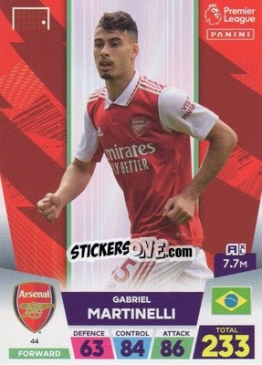 Sticker Gabriel Martinelli - English Premier League 2022-2023. Adrenalyn XL n. 44 - Panini