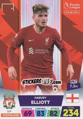 Sticker Harvey Elliott - English Premier League 2022-2023. Adrenalyn XL n. 219 - Panini