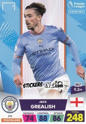 Sticker Jack Grealish - English Premier League 2022-2023. Adrenalyn XL n. 234 - Panini