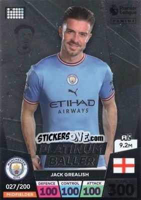Sticker Jack Grealish - English Premier League 2022-2023. Adrenalyn XL n. P6 - Panini