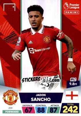Sticker Jadon Sancho - English Premier League 2022-2023. Adrenalyn XL n. 259 - Panini