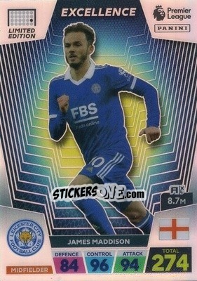 Sticker James Maddison - English Premier League 2022-2023. Adrenalyn XL n. E-JM - Panini