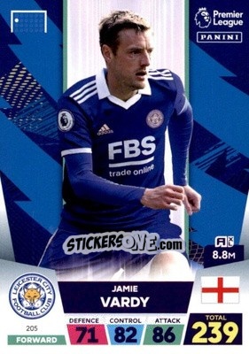 Sticker Jamie Vardy - English Premier League 2022-2023. Adrenalyn XL n. 205 - Panini
