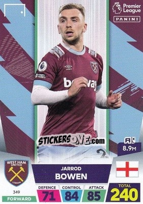 Sticker Jarrod Bowen - English Premier League 2022-2023. Adrenalyn XL n. 349 - Panini