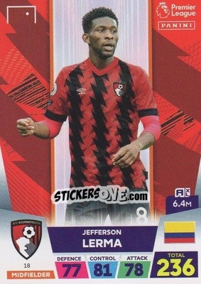 Sticker Jefferson Lerma - English Premier League 2022-2023. Adrenalyn XL n. 18 - Panini