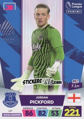 Sticker Jordan Pickford - English Premier League 2022-2023. Adrenalyn XL n. 137 - Panini