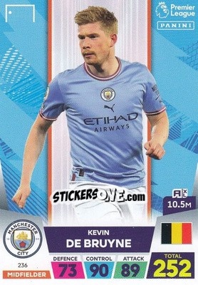 Sticker Kevin De Bruyne - English Premier League 2022-2023. Adrenalyn XL n. 236 - Panini