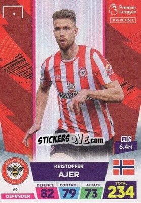 Sticker Kristoffer Ajer - English Premier League 2022-2023. Adrenalyn XL n. 69 - Panini