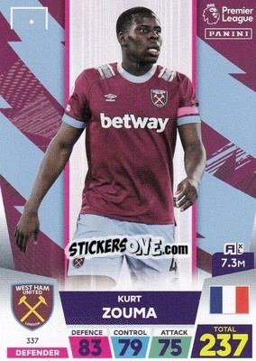 Sticker Kurt Zouma - English Premier League 2022-2023. Adrenalyn XL n. 337 - Panini