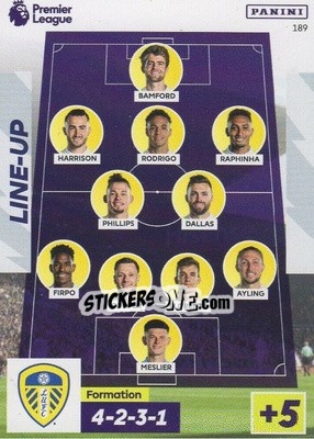 Cromo Leeds United Line-Up - English Premier League 2022-2023. Adrenalyn XL - Panini