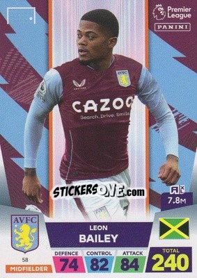Sticker Leon Bailey - English Premier League 2022-2023. Adrenalyn XL - Panini