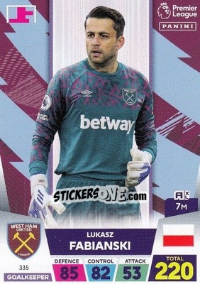 Sticker Łukasz Fabiański - English Premier League 2022-2023. Adrenalyn XL n. 335 - Panini