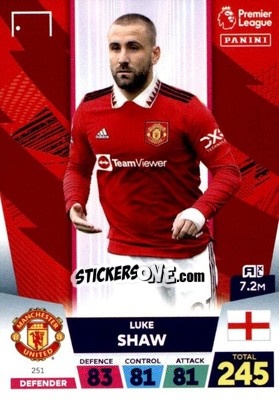 Sticker Luke Shaw - English Premier League 2022-2023. Adrenalyn XL n. 251 - Panini
