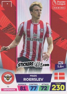 Sticker Mads Roerslev - English Premier League 2022-2023. Adrenalyn XL n. 70 - Panini