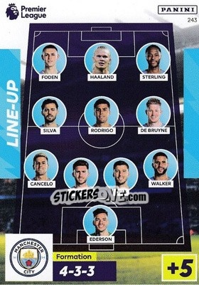 Sticker Manchester City Line-Up - English Premier League 2022-2023. Adrenalyn XL n. 243 - Panini