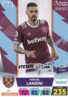 Sticker Manuel Lanzini - English Premier League 2022-2023. Adrenalyn XL n. 344 - Panini