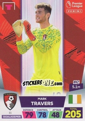 Sticker Mark Travers - English Premier League 2022-2023. Adrenalyn XL - Panini
