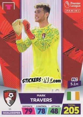 Sticker Mark Travers - English Premier League 2022-2023. Adrenalyn XL n. 11 - Panini