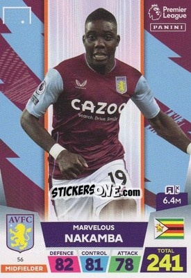 Figurina Marvelous Nakamba - English Premier League 2022-2023. Adrenalyn XL n. 56 - Panini