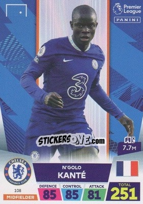 Sticker N’Golo Kanté - English Premier League 2022-2023. Adrenalyn XL n. 108 - Panini