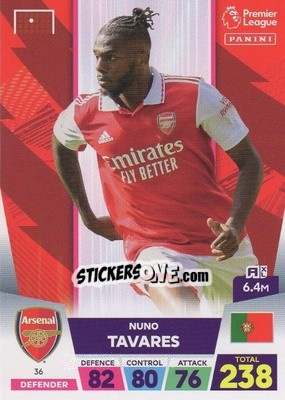 Sticker Nuno Tavares - English Premier League 2022-2023. Adrenalyn XL n. 36 - Panini