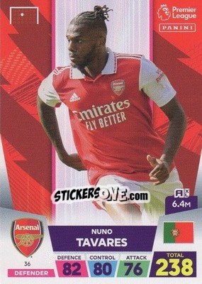 Cromo Nuno Tavares - English Premier League 2022-2023. Adrenalyn XL - Panini