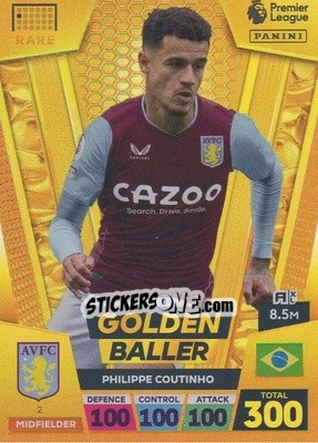 Sticker Philippe Coutinho - English Premier League 2022-2023. Adrenalyn XL n. 2 - Panini