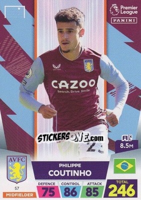 Sticker Philippe Coutinho - English Premier League 2022-2023. Adrenalyn XL n. 57 - Panini
