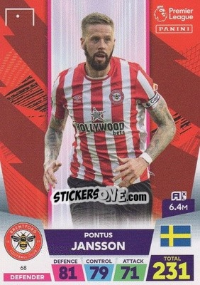 Sticker Pontus Jansson - English Premier League 2022-2023. Adrenalyn XL n. 68 - Panini