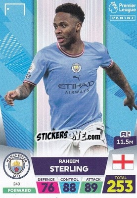 Sticker Raheem Sterling - English Premier League 2022-2023. Adrenalyn XL n. 240 - Panini
