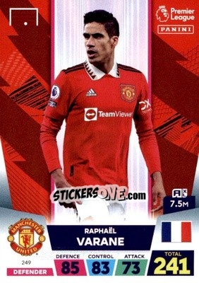 Sticker Raphaël Varane - English Premier League 2022-2023. Adrenalyn XL n. 249 - Panini
