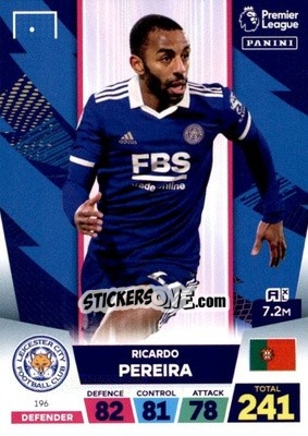 Sticker Ricardo Pereira - English Premier League 2022-2023. Adrenalyn XL n. 196 - Panini