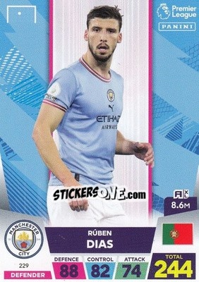 Sticker Rúben Dias - English Premier League 2022-2023. Adrenalyn XL n. 229 - Panini