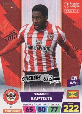 Figurina Shandon Baptiste - English Premier League 2022-2023. Adrenalyn XL - Panini