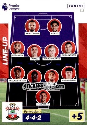 Sticker Southampton Line-Up - English Premier League 2022-2023. Adrenalyn XL n. 315 - Panini