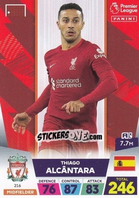 Sticker Thiago Alcántara - English Premier League 2022-2023. Adrenalyn XL n. 216 - Panini