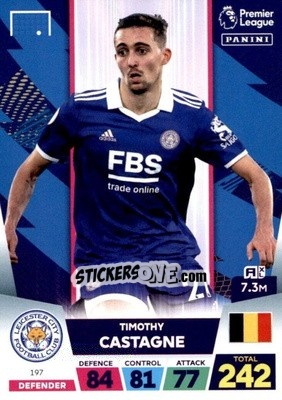 Figurina Timothy Castagne - English Premier League 2022-2023. Adrenalyn XL - Panini