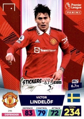 Sticker Victor Lindelöf - English Premier League 2022-2023. Adrenalyn XL n. 246 - Panini