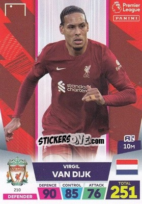 Sticker Virgil van Dijk - English Premier League 2022-2023. Adrenalyn XL n. 210 - Panini