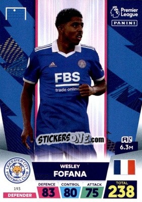 Figurina Wesley Fofana - English Premier League 2022-2023. Adrenalyn XL - Panini