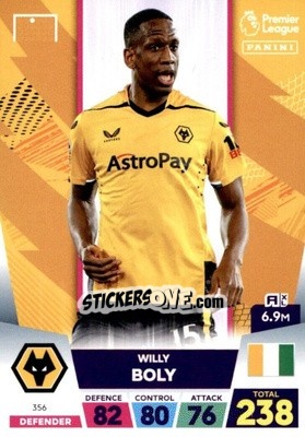 Sticker Willy Boly - English Premier League 2022-2023. Adrenalyn XL n. 356 - Panini