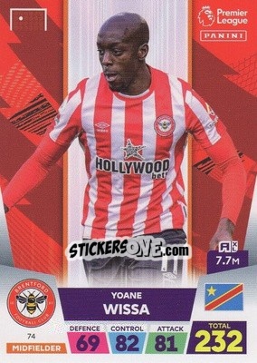 Sticker Yoane Wissa - English Premier League 2022-2023. Adrenalyn XL n. 74 - Panini