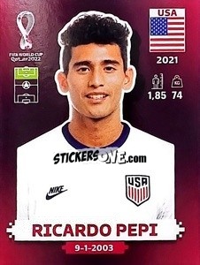 Sticker Ricardo Pepi - FIFA World Cup Qatar 2022. Oryx Edition - Panini