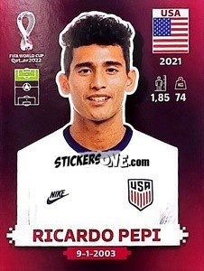 Cromo Ricardo Pepi - FIFA World Cup Qatar 2022. Oryx Edition - Panini