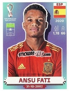 Figurina Ansu Fati - FIFA World Cup Qatar 2022. US Edition - Panini